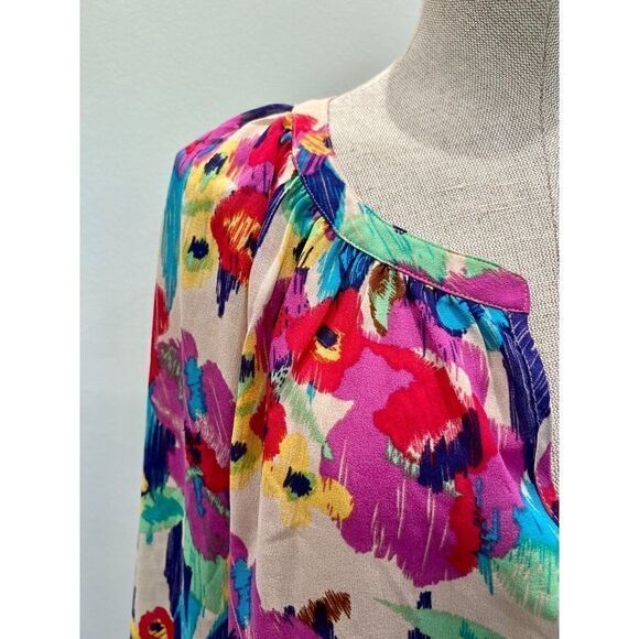 Daniel Rainn Floral 3/4 Sleeve V-Neck Blouse Size S - Picture 2 of 3
